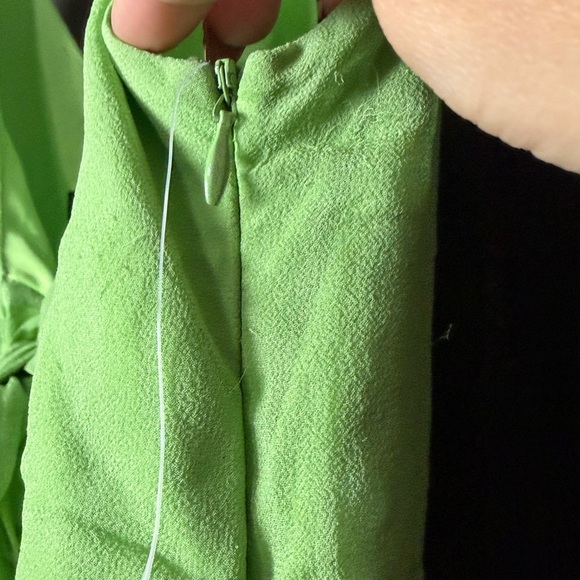 Y2K Jonathan Martin Studio Green Silk Ruched Fit & Flare Sleeveless Midi Dress 8 - Picture 6 of 7